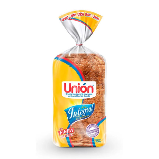 Pan de Molde Integral Unión Mediano Bolsa 360 g